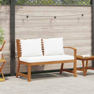 Gartenbank 114,5 cm mit Creme Kissen Massivholz Akazie