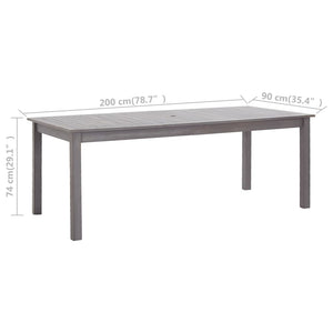 Gartentisch Grau 200x90x74 cm Akazie Massivholz