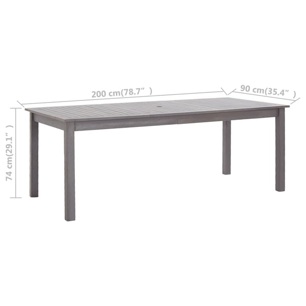 Gartentisch Grau 200x90x74 cm Akazie Massivholz