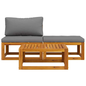 3-tlg. Garten-Lounge-Set mit Kissen Massivholz Akazie