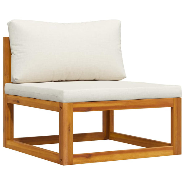 2-tlg. Sofa-Set mit cremeweißen Kissen Akazie Massivholz