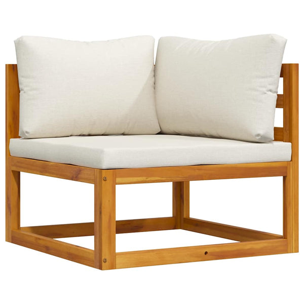 2-tlg. Sofa-Set mit cremeweißen Kissen Akazie Massivholz