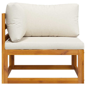 Modular-Ecksofa mit Cremeweißen Kissen Akazie Massivholz