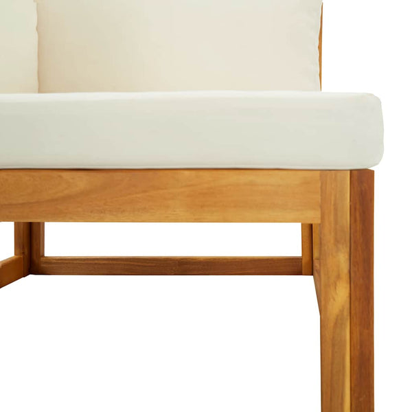 Modular-Ecksofa mit Cremeweißen Kissen Akazie Massivholz