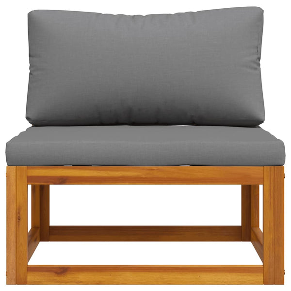 Modular-Mittelsofa mit Dunkelgrauen Kissen Akazie Massivholz