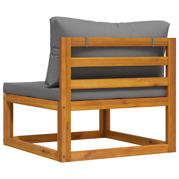 Modular-Mittelsofa mit Dunkelgrauen Kissen Akazie Massivholz