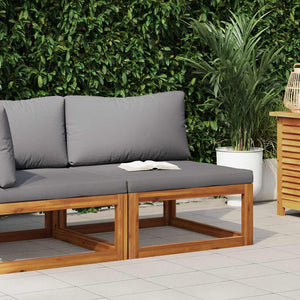 Modular-Mittelsofa mit Dunkelgrauen Kissen Akazie Massivholz