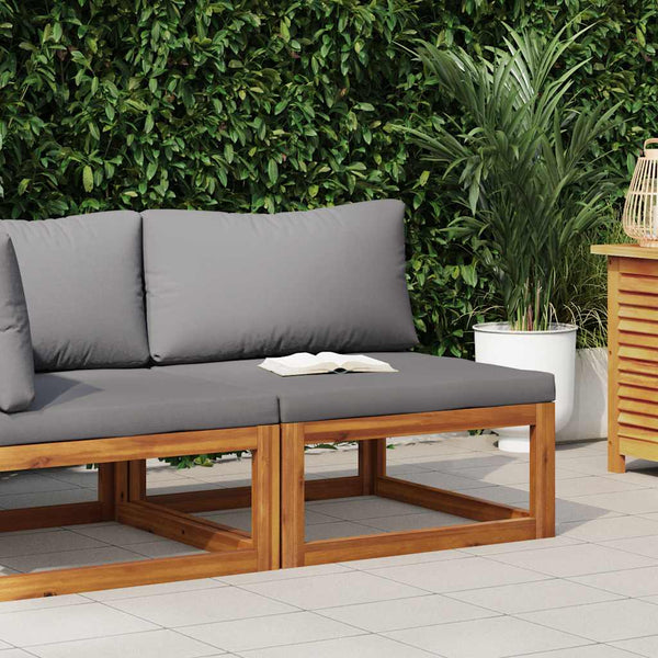 Modular-Mittelsofa mit Dunkelgrauen Kissen Akazie Massivholz