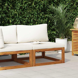 Modular-Mittelsofa mit Cremeweißen Kissen Akazie Massivholz