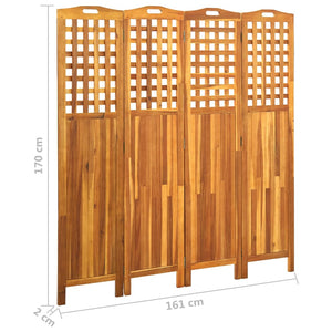 vidaXL Paravent à 4 panneaux 161x2x170 cm bois d'acacia massif