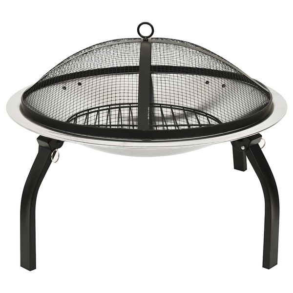 2in1 Feuerschale und Grill mit Schürhaken 56x56x49 cm Edelstahl