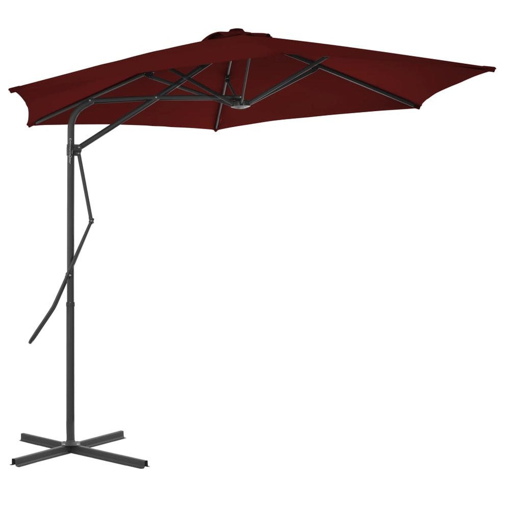 vidaXL Parasol avec mât en acier 300x230 cm Rouge bordeaux