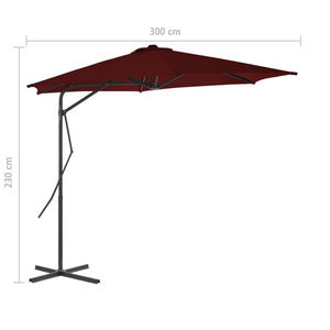 Sonnenschirm mit Stahl-Mast 300x230 cm Bordeauxrot