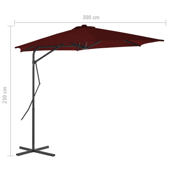 Sonnenschirm mit Stahl-Mast 300x230 cm Bordeauxrot