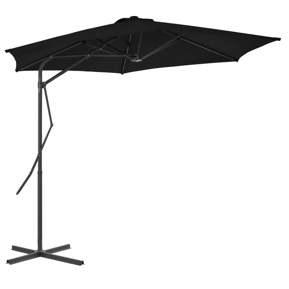 vidaXL Parasol avec mât en acier 300x230 cm Noir