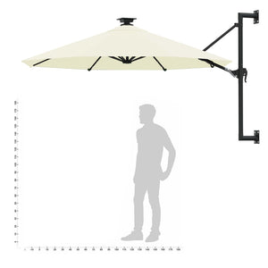 Sonnenschirm zur Wandmontage mit LEDs 300 cm Sandweiß
