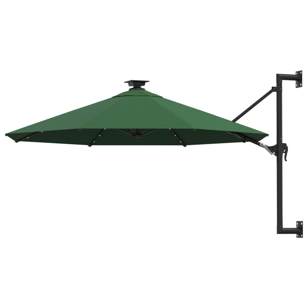 vidaXL Parasol mural avec LED 300 cm Vert