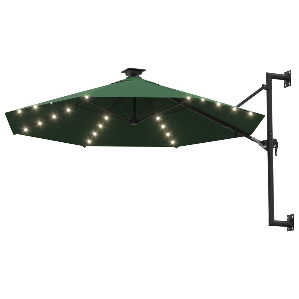 vidaXL Parasol mural avec LED 300 cm Vert