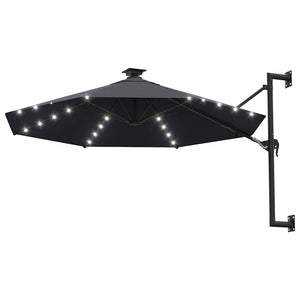Sonnenschirm zur Wandmontage mit LEDs 300 cm Anthrazit
