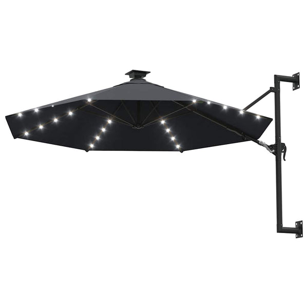 Sonnenschirm zur Wandmontage mit LEDs 300 cm Anthrazit
