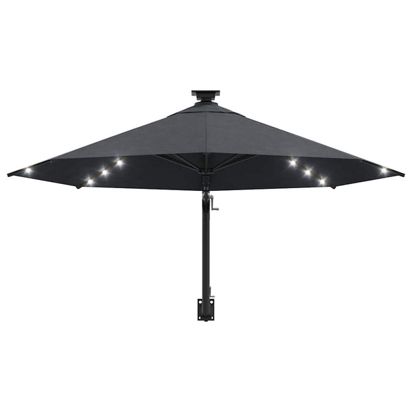 Sonnenschirm zur Wandmontage mit LEDs 300 cm Anthrazit