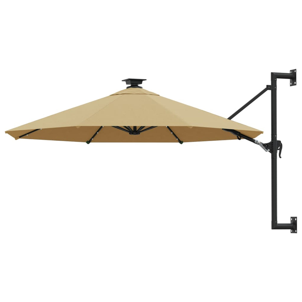 vidaXL Parasol mural avec LED 300 cm taupe