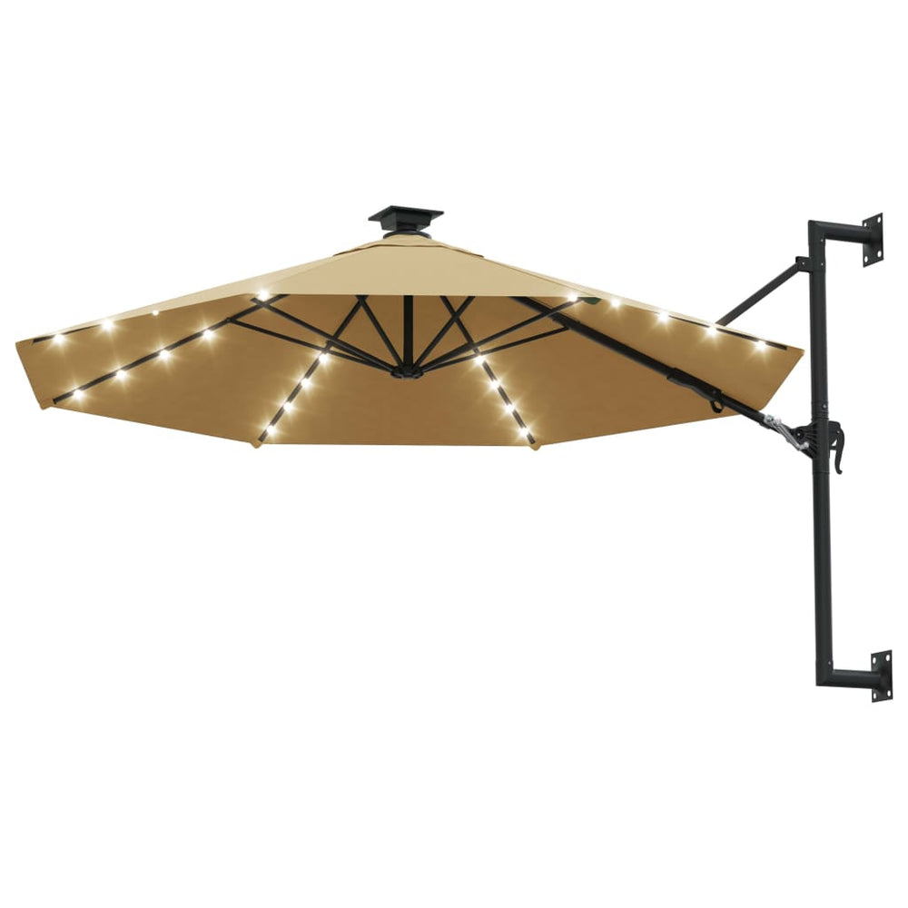 vidaXL Parasol mural avec LED 300 cm taupe