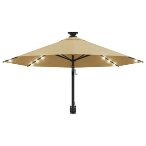 Sonnenschirm zur Wandmontage mit LEDs 300 cm Taupe