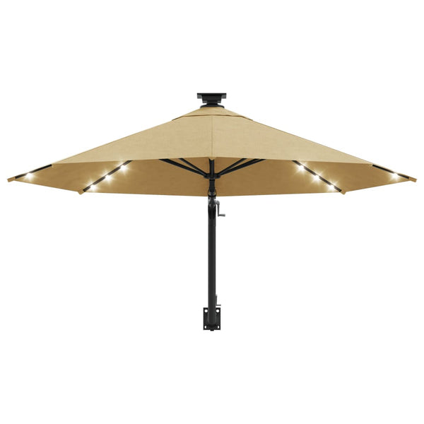 Sonnenschirm zur Wandmontage mit LEDs 300 cm Taupe