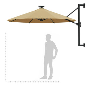 Sonnenschirm zur Wandmontage mit LEDs 300 cm Taupe