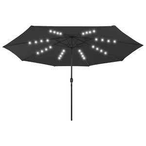 Sonnenschirm mit LED-Beleuchtung 400 cm Schwarz