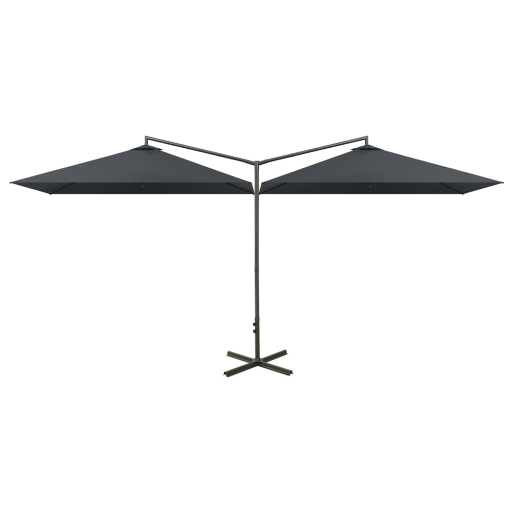 vidaXL Parasol double avec mât en acier 600x300 cm Anthracite