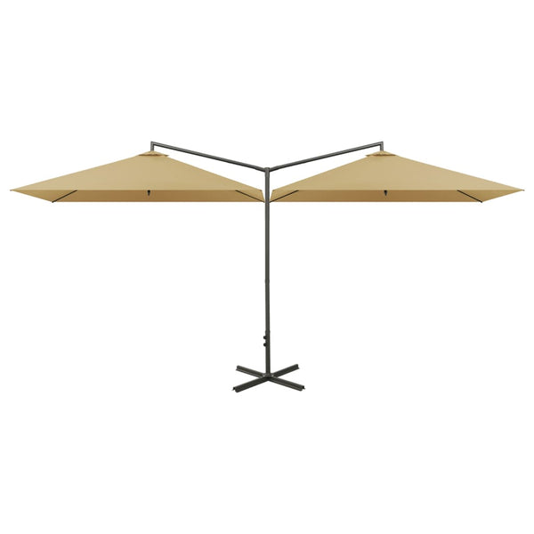 Doppel-Sonnenschirm mit Stahl-Mast 600x300 cm Taupe
