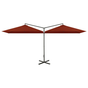 Doppel-Sonnenschirm mit Stahl-Mast 600x300 cm Terrakotta