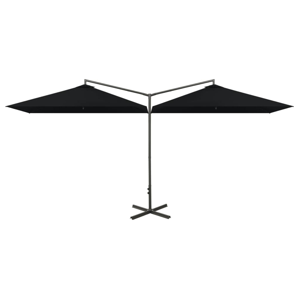 vidaXL Parasol double avec mât en acier 600x300 cm Noir