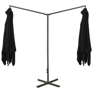 Doppel-Sonnenschirm mit Stahl-Mast 600x300 cm Schwarz
