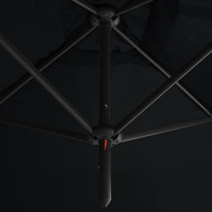 Doppel-Sonnenschirm mit Stahl-Mast 600x300 cm Schwarz