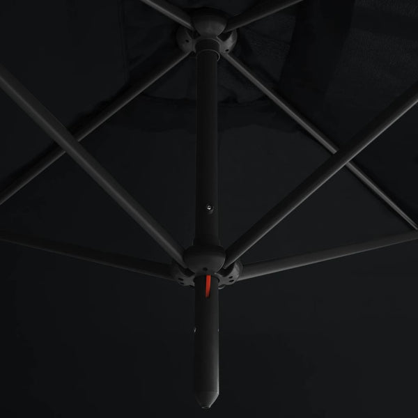 Doppel-Sonnenschirm mit Stahl-Mast 600x300 cm Schwarz