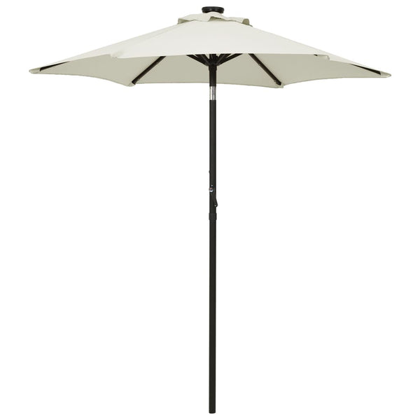 Sonnenschirm mit LED-Beleuchtung Sandweiß 200x211 cm Alu