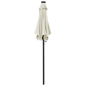 Sonnenschirm mit LED-Beleuchtung Sandweiß 200x211 cm Alu