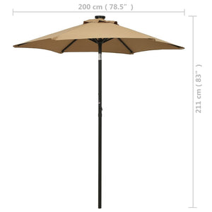 Sonnenschirm mit LED-Beleuchtung Taupe 200x211 cm Alu