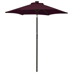 Sonnenschirm mit LED-Beleuchtung Bordeauxrot 200x211 cm Alu