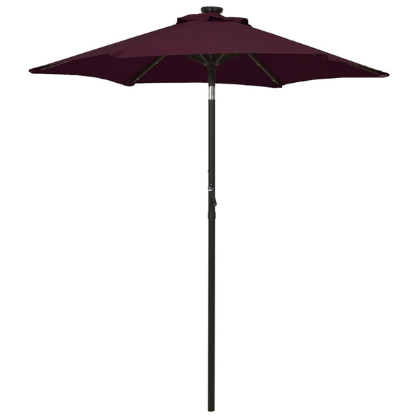 Sonnenschirm mit LED-Beleuchtung Bordeauxrot 200x211 cm Alu