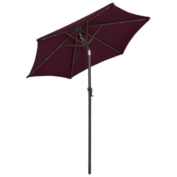 Sonnenschirm mit LED-Beleuchtung Bordeauxrot 200x211 cm Alu
