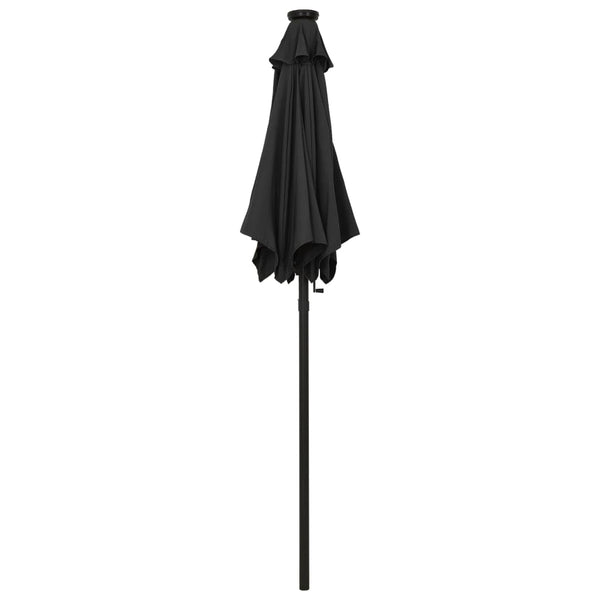 Sonnenschirm mit LED-Beleuchtung Schwarz 200x211 cm Alu