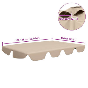 vidaXL Toit de rechange pour balancelle Beige 188/168x145/110 cm