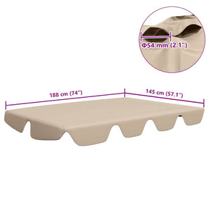 vidaXL Toit de rechange pour balancelle Beige 188/168x145/110 cm
