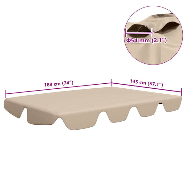 vidaXL Toit de rechange pour balancelle Beige 188/168x145/110 cm