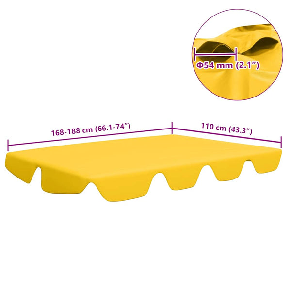 vidaXL Toit de rechange pour balancelle Jaune 188/168x145/110 cm