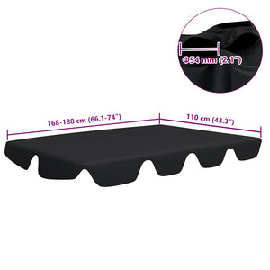 vidaXL Toit de rechange pour balancelle Noir 188/168x145/110 cm